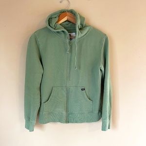 green Pact hoodie sweatshirt, medium, zip up, front pockets, 100% organic cotton